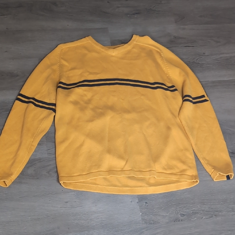 Men's Yellow Sweater with Black Stripes